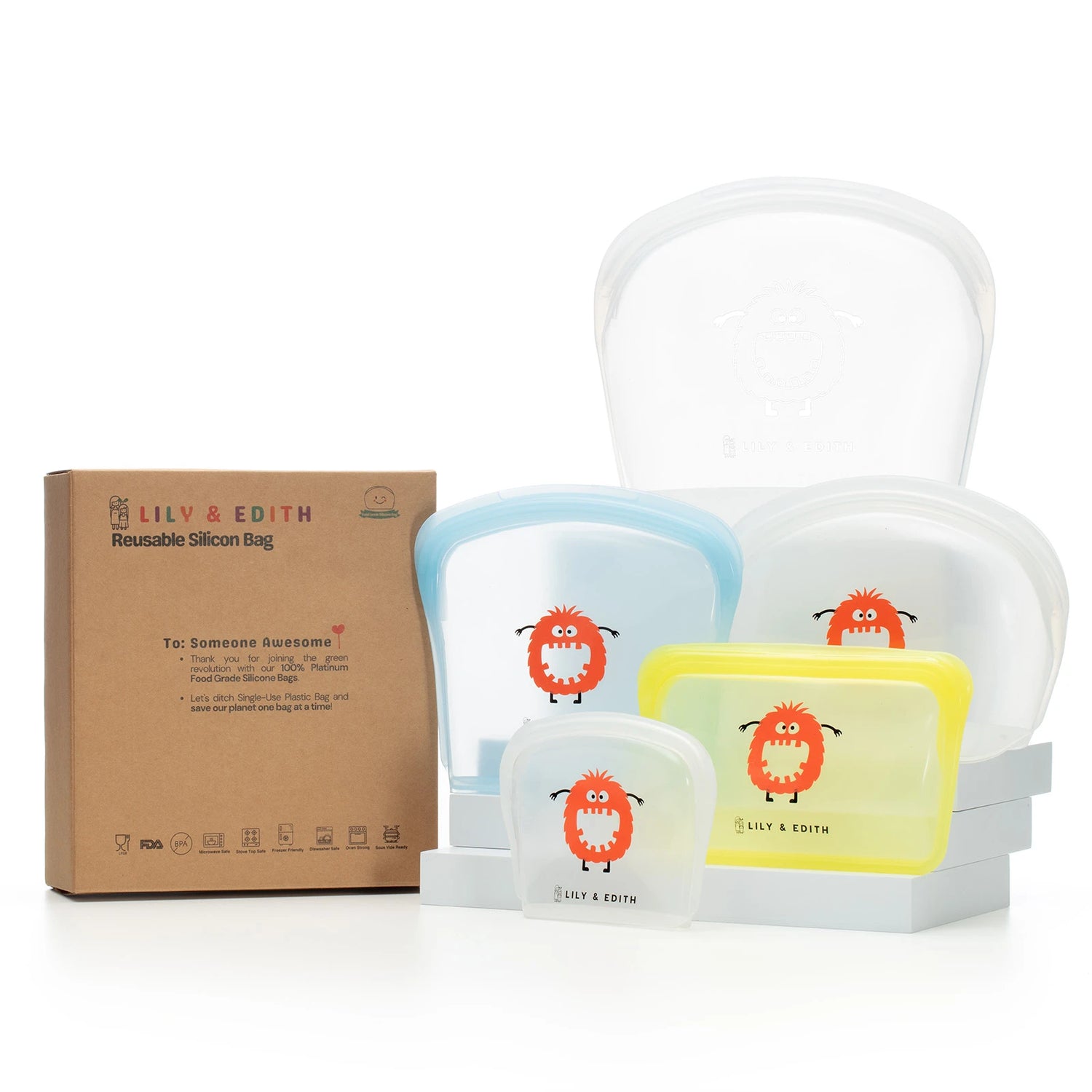 Silicone Reusable Bag | Gift Box 5-Pack