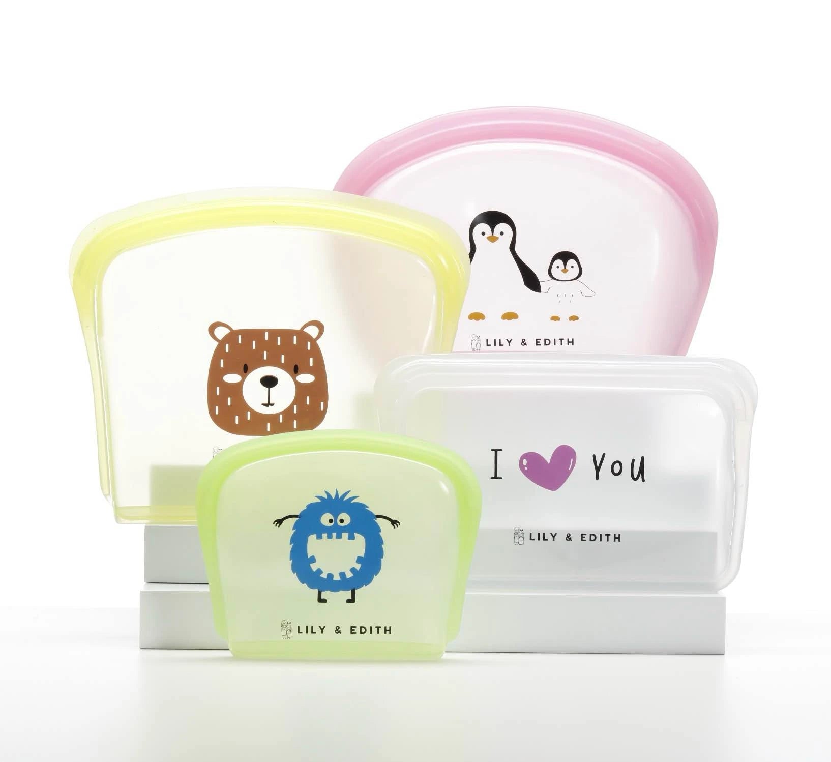 durable eco-friendly silicone reusable snack and sandwich bag